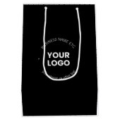 Uw bedrijfslogo & bewerkbare tekst | Zwart & Wit Medium Cadeauzakje (Achterkant)