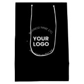 Uw bedrijfslogo & bewerkbare tekst | Zwart & Wit Medium Cadeauzakje (Achterkant)