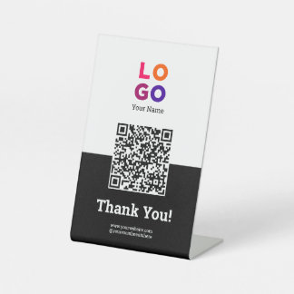 Uw bedrijfslogo Eenvoudige Zwarte Qr-code Reclamebord Met Voetstuk