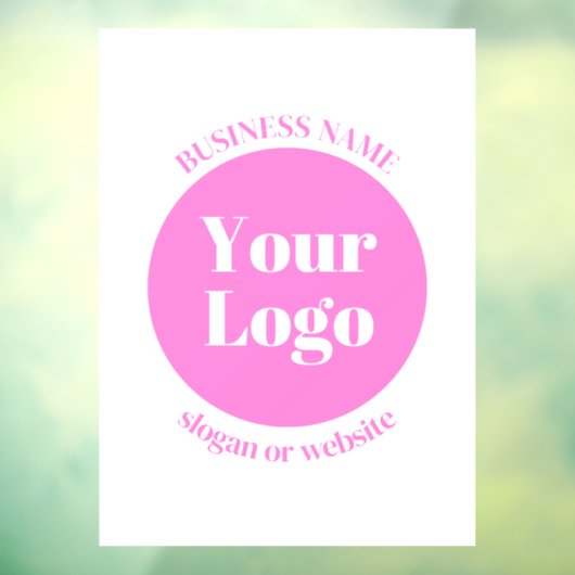 Uw bedrijfslogo en bewerkbare tekstsjabloon | Roze Raamsticker (Vel 3)