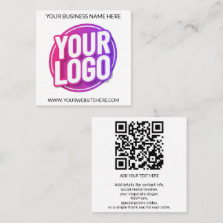 Uw bedrijfslogo en QR-code & tekst Vierkante Visitekaartje