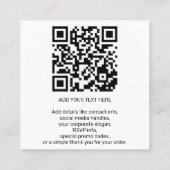Uw bedrijfslogo en QR-code & tekst Vierkante Visitekaartje (Achterkant)
