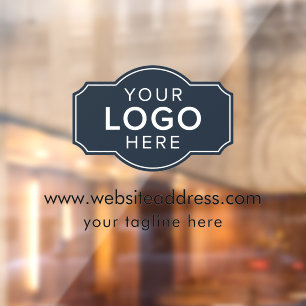 Uw bedrijfslogo en website-tagline raamsticker
