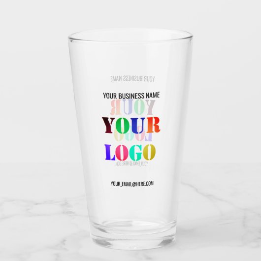 Uw bedrijfslogo glas voorbeeld met aangepaste teks (Voorkant)