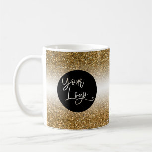 Uw bedrijfslogo, goud en witte ombre koffiemok