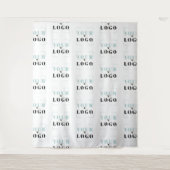 Uw bedrijfslogo half drop repeat witte achtergrond wandkleed (Voorkant)