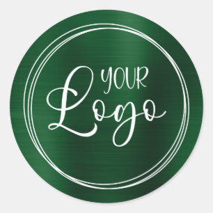 Uw bedrijfslogo hier metaalachtig donkergroen ronde sticker