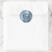 Uw bedrijfslogo hier metallisch blauw ronde sticker (Tas)