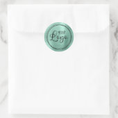 Uw bedrijfslogo hier metallisch licht teal ronde sticker (Tas)