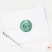 Uw bedrijfslogo hier metallisch licht teal ronde sticker (Envelop)