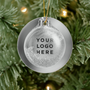 Uw bedrijfslogo in kerstbal Aangepast Keramisch Ornament