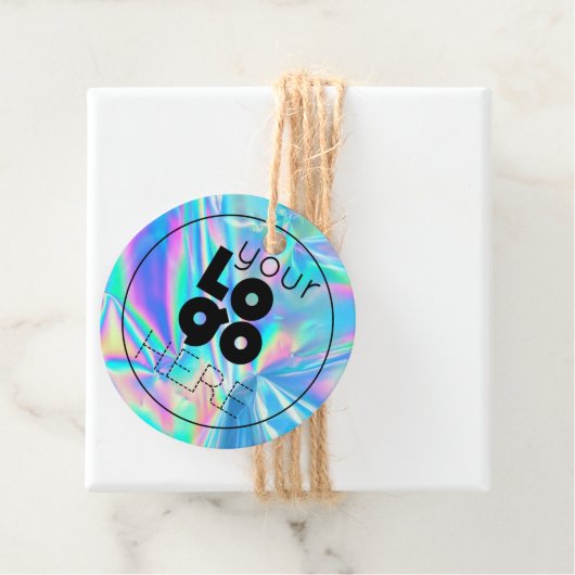 Uw bedrijfslogo Iridiscerende holografische hangta Bedankjes Labels (In situ)