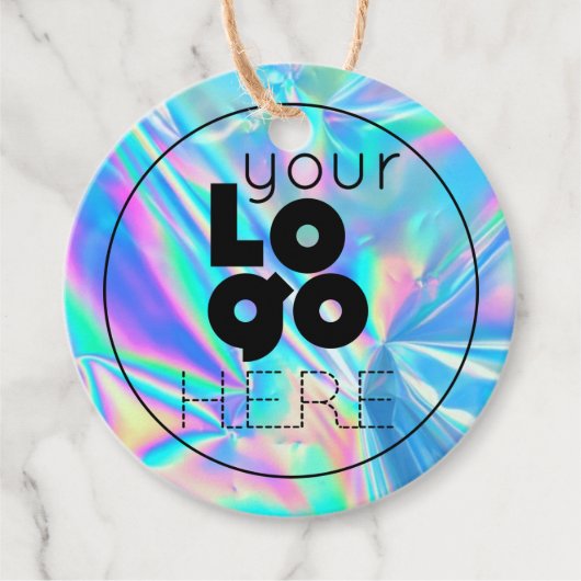 Uw bedrijfslogo Iridiscerende holografische hangta Bedankjes Labels (Voorkant)