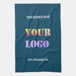 Uw bedrijfslogo keukenhanddoek met merknaam voorbe