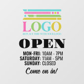 Uw Bedrijfslogo Kom Binnen Openingsuren Raamsticker (Vel)