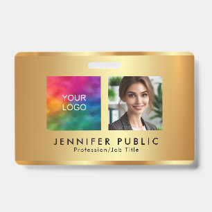 Uw Bedrijfslogo met Foto Naam Goud Template Badge
