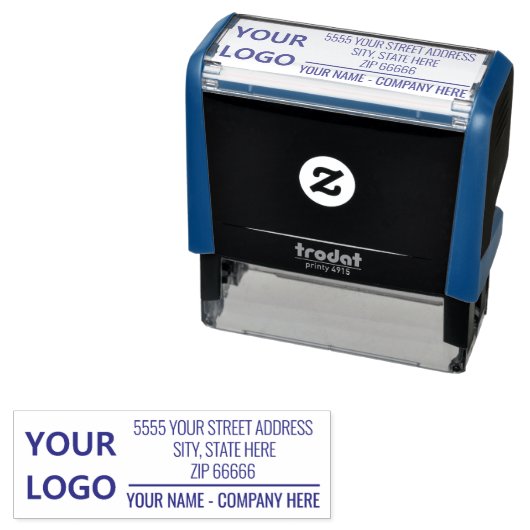 Uw bedrijfslogo naam adres stempel voorbeeld (In situ)