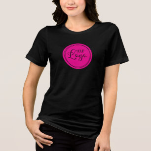 Uw bedrijfslogo op een hete roze cirkel Tri-Blend shirt