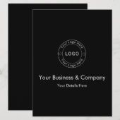 Uw bedrijfslogo op zwart aangepast aankondiging (Voorkant / Achterkant)