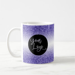Uw bedrijfslogo paarse glitter en witte ombre koffiemok