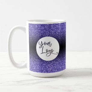 Uw bedrijfslogo paarse glitters en zwarte ombre koffiemok