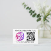 Uw bedrijfslogo, QR-code en tekst van het bedrijfs Visitekaartje (Staand voorkant)