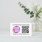 Uw bedrijfslogo & QR-code en tekst Visitekaartje (Staand voorkant)