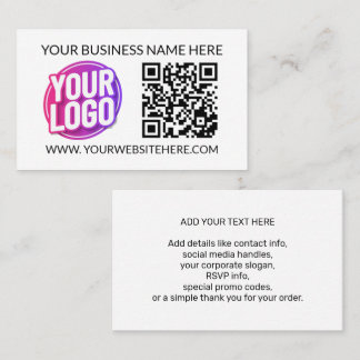 Uw bedrijfslogo & QR-code en tekst Visitekaartje