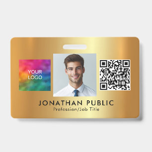Uw bedrijfslogo QR-code Medewerker foto Goud Badge