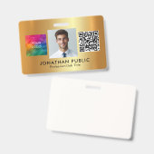 Uw bedrijfslogo QR-code Medewerker foto Goud Badge (Voor- en achterkant)