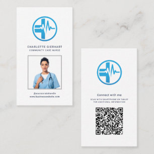 Uw bedrijfslogo QR-code medewerkers foto Visitekaartje
