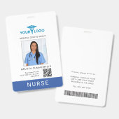 Uw bedrijfslogo QR-code verpleegster foto ID Badge (Voor- en achterkant)