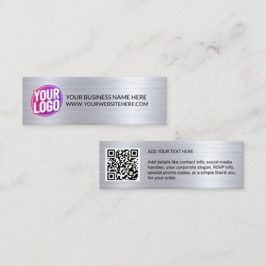 Uw bedrijfslogo, teamlogo, QR-code en tekst Mini Visitekaartje (Voorkant / Achterkant)
