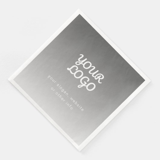Uw bedrijfslogo & tekst | donkergrijze ombre servet (Hoek)