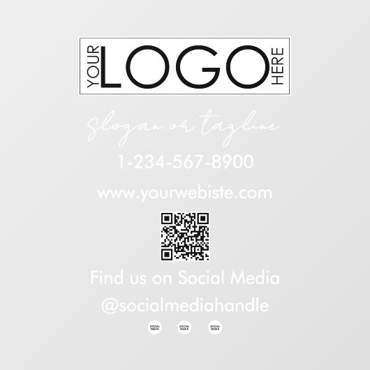 Uw bedrijfslogo winkelpui QR-code sociale media Raamsticker (Vel)