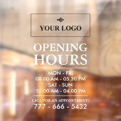 Uw bedrijfslogo wit openingsuren en nummer raamsticker (Vel 2)