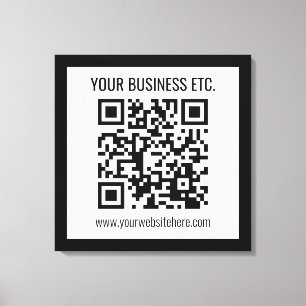 Uw bedrijfsnaam & bewerkbare QR-code Canvas Afdruk