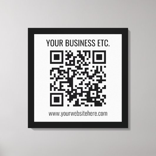 Uw bedrijfsnaam & bewerkbare QR-code Canvas Afdruk (Voorkant)