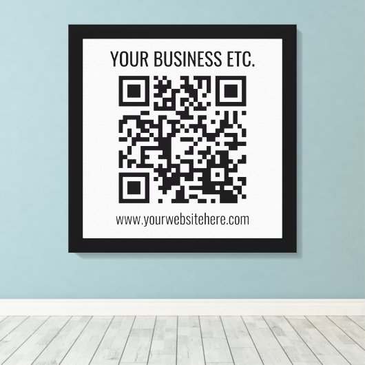 Uw bedrijfsnaam & bewerkbare QR-code Canvas Afdruk (Insitu (Houten vloer))