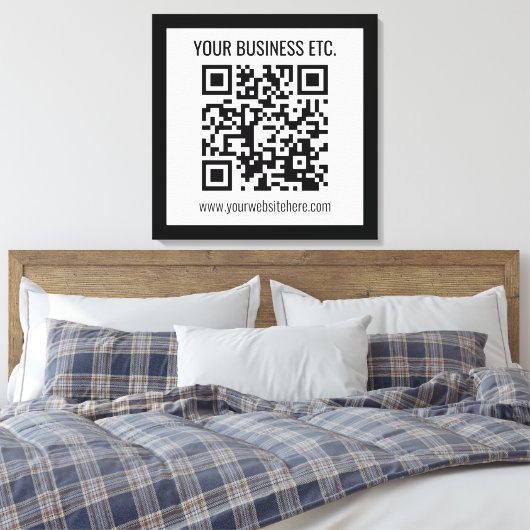 Uw bedrijfsnaam & bewerkbare QR-code Canvas Afdruk (Insitu (Slaapkamer))