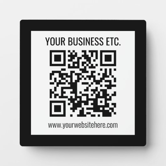 Uw bedrijfsnaam & bewerkbare QR-code Fotoplaat (Voorkant)