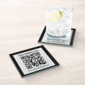 Uw bedrijfsnaam & bewerkbare QR-code Glazen Onderzetter (Schuin)