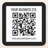 Uw bedrijfsnaam & bewerkbare QR-code Kartonnen Onderzetters (Voorkant)