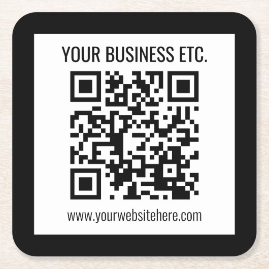 Uw bedrijfsnaam & bewerkbare QR-code Kartonnen Onderzetters (Voorkant)