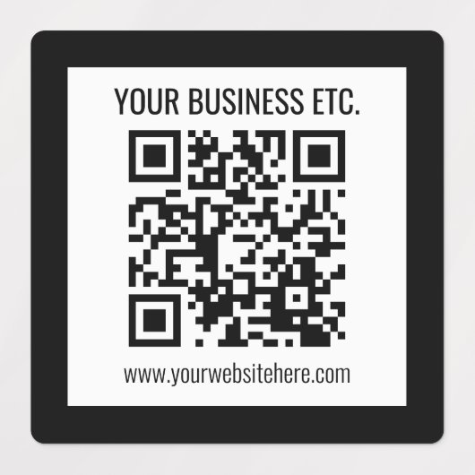 Uw bedrijfsnaam & bewerkbare QR-code Labels (Design 1)