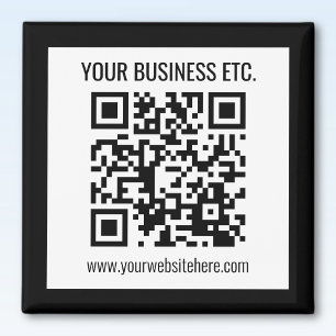 Uw bedrijfsnaam & bewerkbare QR-code Magneet