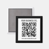 Uw bedrijfsnaam & bewerkbare QR-code Magneet (Voorkant / Achterkant)