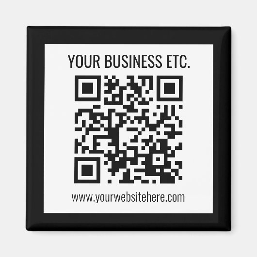 Uw bedrijfsnaam & bewerkbare QR-code Magneet (Voorkant)