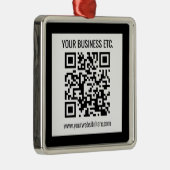 Uw bedrijfsnaam & bewerkbare QR-code Metalen Ornament (Rechts)