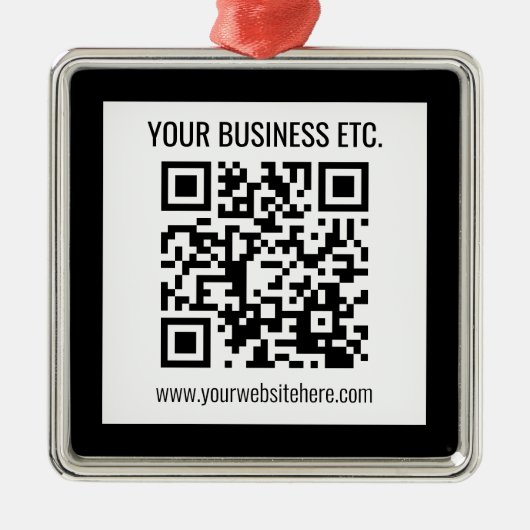 Uw bedrijfsnaam & bewerkbare QR-code Metalen Ornament (Voorkant)
